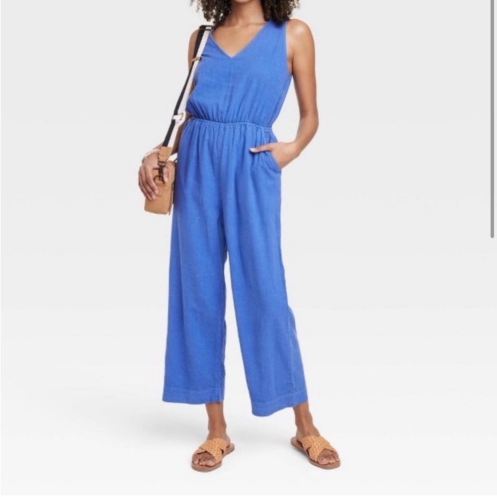 Small Universal Thread Blue Sleeveless Jumpsuit